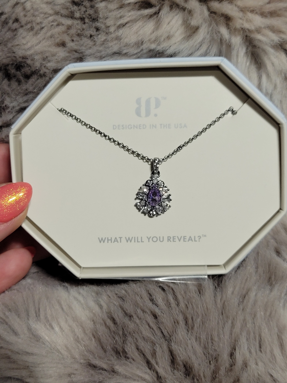Sterling Silver Purple Teardrop Pendant Necklace